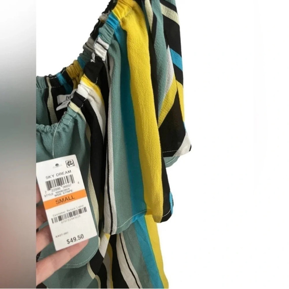 BAR lll Off Shoulders Colorful Sky Dream Wide Stripes Blouse Size S - Picture 7 of 9